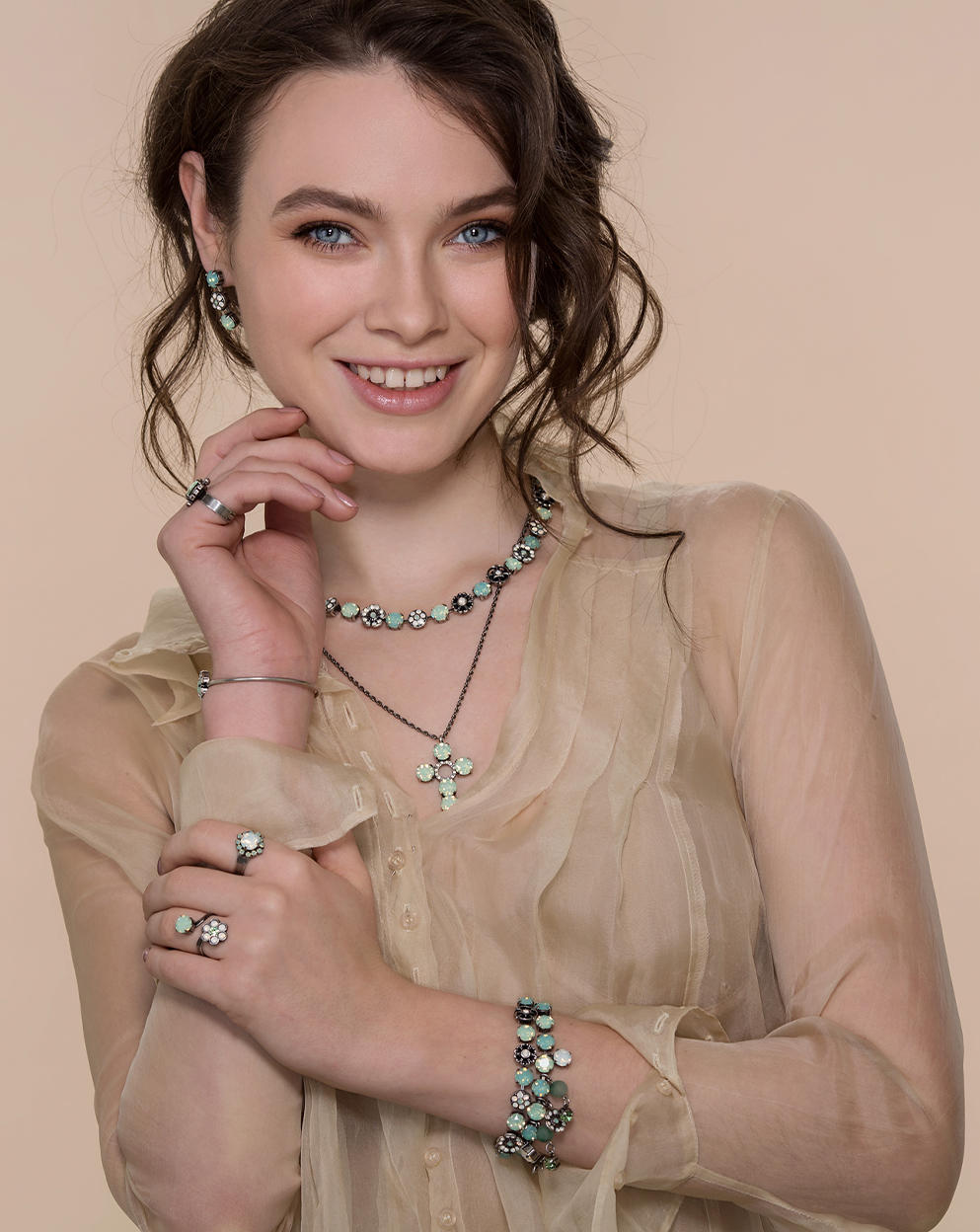 Total look pacific opal crystals cup chain jewelry set GITA