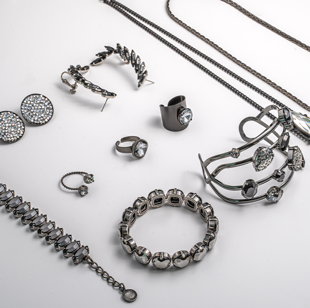 mix jewelry made with black plating metal finish